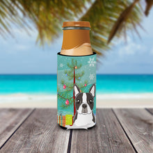 Load image into Gallery viewer, Christmas Tree and Boston Terrier Slim Can Hugger – Fun &amp; Functional Drink Coolers BB1575MUK