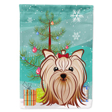 Load image into Gallery viewer, Christmas Tree and Yorkie Yorkshire Terrier Flag Canvas House Size BB1576CHF