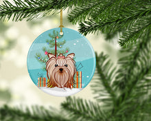Load image into Gallery viewer, Christmas Tree and Yorkie Yorkishire Terrier Ornament - Round Ceramic Ornament – Artist-Designed Keepsake Decoration BB1576CO1