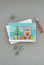 Load image into Gallery viewer, Christmas Tree and Yorkie Yorkishire Terrier Greeting Cards -  Blank Note Cards – 8-Pack of Artist-Designed Cards with Envelopes