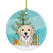 Load image into Gallery viewer, Christmas Tree and Golden Retriever Ornament - Round Ceramic Ornament – Artist-Designed Keepsake Decoration BB1577CO1