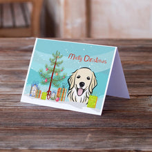 Load image into Gallery viewer, Christmas Tree and Golden Retriever Greeting Cards -  Blank Note Cards – 8-Pack of Artist-Designed Cards with Envelopes