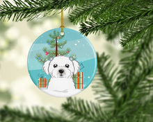 Load image into Gallery viewer, Christmas Tree and Maltese Ornament - Round Ceramic Ornament – Artist-Designed Keepsake Decoration BB1580CO1