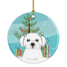 Load image into Gallery viewer, Christmas Tree and Maltese Ornament - Round Ceramic Ornament – Artist-Designed Keepsake Decoration BB1580CO1