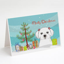 Load image into Gallery viewer, Christmas Tree and Maltese Greeting Cards -  Blank Note Cards – 8-Pack of Artist-Designed Cards with Envelopes