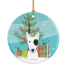 Load image into Gallery viewer, Christmas Tree and Bull Terrier Ornament - Round Ceramic Ornament – Artist-Designed Keepsake Decoration BB1581CO1