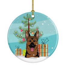 Load image into Gallery viewer, Christmas Tree and German Shepherd Ornament - Round Ceramic Ornament – Artist-Designed Keepsake Decoration BB1583CO1