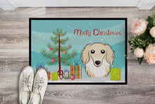 Load image into Gallery viewer, Christmas Tree and Longhair Creme Dachshund Doormat - 24x36 Decorative Floor Mat – Indoor/Outdoor Rug with Artistic Flair BB1584JMAT