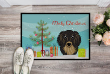 Load image into Gallery viewer, Christmas Tree and Longhair Black and Tan Dachshund Doormat - 24x36 Decorative Floor Mat – Indoor/Outdoor Rug with Artistic Flair BB1585JMAT