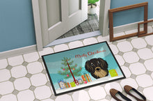 Load image into Gallery viewer, Christmas Tree and Longhair Black and Tan Dachshund Doormat - 24x36 Decorative Floor Mat – Indoor/Outdoor Rug with Artistic Flair BB1585JMAT