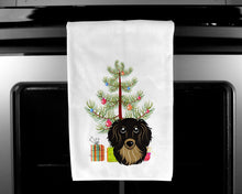 Load image into Gallery viewer, Christmas Tree and Longhair Black and Tan Dachshund Kitchen Towels – Set of 2 - Decorative &amp; Absorbent Cotton | BB1585WTKT