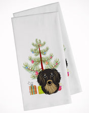 Load image into Gallery viewer, Christmas Tree and Longhair Black and Tan Dachshund Kitchen Towels – Set of 2 - Decorative &amp; Absorbent Cotton | BB1585WTKT