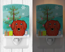 Load image into Gallery viewer, Christmas Tree and Longhair Red Dachshund Ceramic Night Light BB1586CNL