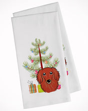 Load image into Gallery viewer, Christmas Tree and Longhair Red Dachshund Kitchen Towels – Set of 2 - Decorative &amp; Absorbent Cotton | BB1586WTKT