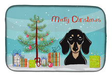 Load image into Gallery viewer, Christmas Tree and Smooth Black and Tan Dachshund Dish Drying Mat – Absorbent, Artistic Kitchen Essentials BB1587DDM