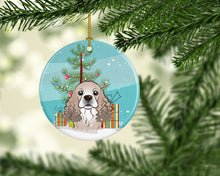 Load image into Gallery viewer, Christmas Tree and Cocker Spaniel Ornament - Round Ceramic Ornament – Artist-Designed Keepsake Decoration BB1588CO1