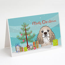 Load image into Gallery viewer, Christmas Tree and Cocker Spaniel Greeting Cards -  Blank Note Cards – 8-Pack of Artist-Designed Cards with Envelopes