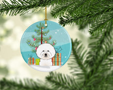 Load image into Gallery viewer, Christmas Tree and Bichon Frise Ornament - Round Ceramic Ornament – Artist-Designed Keepsake Decoration BB1589CO1
