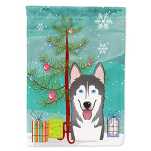 Load image into Gallery viewer, Christmas Tree and Alaskan Malamute Flag Canvas House Size BB1590CHF