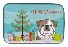 Load image into Gallery viewer, Christmas Tree and English Bulldog  Dish Drying Mat – Absorbent, Artistic Kitchen Essentials BB1591DDM