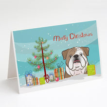 Load image into Gallery viewer, Christmas Tree and English Bulldog  Greeting Cards -  Blank Note Cards – 8-Pack of Artist-Designed Cards with Envelopes