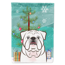 Load image into Gallery viewer, Christmas Tree and White English Bulldog  Flag Canvas House Size BB1592CHF