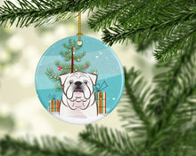 Load image into Gallery viewer, Christmas Tree and White English Bulldog  Ornament - Round Ceramic Ornament – Artist-Designed Keepsake Decoration BB1592CO1