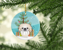 Load image into Gallery viewer, Christmas Tree and Pekingese Ornament - Round Ceramic Ornament – Artist-Designed Keepsake Decoration BB1593CO1