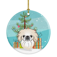Load image into Gallery viewer, Christmas Tree and Pekingese Ornament - Round Ceramic Ornament – Artist-Designed Keepsake Decoration BB1593CO1