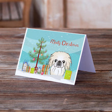 Load image into Gallery viewer, Christmas Tree and Pekingese Greeting Cards -  Blank Note Cards – 8-Pack of Artist-Designed Cards with Envelopes