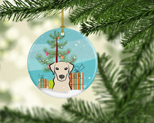 Load image into Gallery viewer, Christmas Tree and Yellow Labrador Ornament - Round Ceramic Ornament – Artist-Designed Keepsake Decoration BB1594CO1
