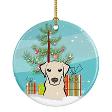 Load image into Gallery viewer, Christmas Tree and Yellow Labrador Ornament - Round Ceramic Ornament – Artist-Designed Keepsake Decoration BB1594CO1