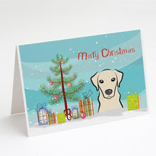 Load image into Gallery viewer, Christmas Tree and Yellow Labrador Greeting Cards -  Blank Note Cards – 8-Pack of Artist-Designed Cards with Envelopes