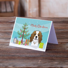 Load image into Gallery viewer, Christmas Tree and Cavalier Spaniel Greeting Cards -  Blank Note Cards – 8-Pack of Artist-Designed Cards with Envelopes