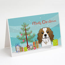 Load image into Gallery viewer, Christmas Tree and Cavalier Spaniel Greeting Cards -  Blank Note Cards – 8-Pack of Artist-Designed Cards with Envelopes