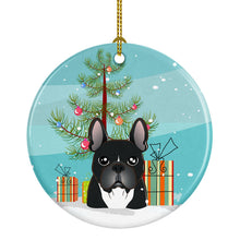 Load image into Gallery viewer, Christmas Tree and French Bulldog Ornament - Round Ceramic Ornament – Artist-Designed Keepsake Decoration BB1599CO1