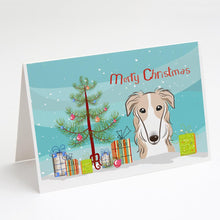 Load image into Gallery viewer, Christmas Tree and Borzoi Greeting Cards -  Blank Note Cards – 8-Pack of Artist-Designed Cards with Envelopes