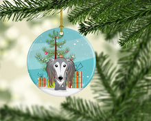 Load image into Gallery viewer, Christmas Tree and Saluki Ornament - Round Ceramic Ornament – Artist-Designed Keepsake Decoration BB1601CO1