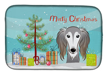 Load image into Gallery viewer, Christmas Tree and Saluki Dish Drying Mat – Absorbent, Artistic Kitchen Essentials BB1601DDM