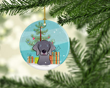 Load image into Gallery viewer, Christmas Tree and Weimaraner Ornament - Round Ceramic Ornament – Artist-Designed Keepsake Decoration BB1603CO1