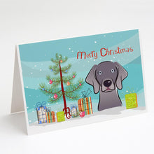Load image into Gallery viewer, Christmas Tree and Weimaraner Greeting Cards -  Blank Note Cards – 8-Pack of Artist-Designed Cards with Envelopes