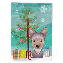 Load image into Gallery viewer, Christmas Tree and Yorkie Puppy Flag Canvas House Size BB1604CHF