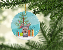 Load image into Gallery viewer, Christmas Tree and Yorkie Puppy Ornament - Round Ceramic Ornament – Artist-Designed Keepsake Decoration BB1604CO1