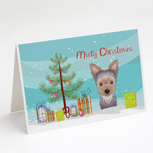 Load image into Gallery viewer, Christmas Tree and Yorkie Puppy Greeting Cards -  Blank Note Cards – 8-Pack of Artist-Designed Cards with Envelopes
