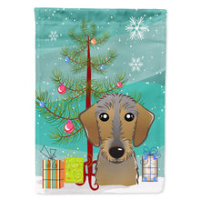 Load image into Gallery viewer, Christmas Tree and Wirehaired Dachshund Flag Canvas House Size BB1605CHF