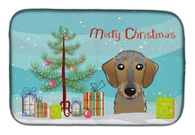 Load image into Gallery viewer, Christmas Tree and Wirehaired Dachshund Dish Drying Mat – Absorbent, Artistic Kitchen Essentials BB1605DDM