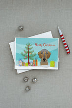 Load image into Gallery viewer, Christmas Tree and Wirehaired Dachshund Greeting Cards -  Blank Note Cards – 8-Pack of Artist-Designed Cards with Envelopes