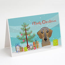 Load image into Gallery viewer, Christmas Tree and Wirehaired Dachshund Greeting Cards -  Blank Note Cards – 8-Pack of Artist-Designed Cards with Envelopes