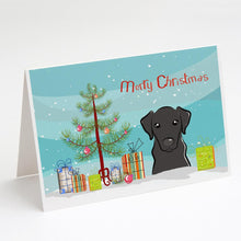 Load image into Gallery viewer, Christmas Tree and Black Labrador Greeting Cards -  Blank Note Cards – 8-Pack of Artist-Designed Cards with Envelopes