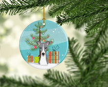 Load image into Gallery viewer, Christmas Tree and Italian Greyhound Ornament - Round Ceramic Ornament – Artist-Designed Keepsake Decoration BB1608CO1
